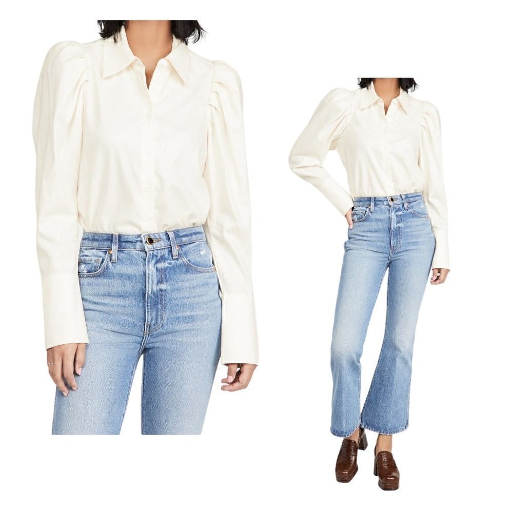 Divine Heritage Puff Sleeve Button Down Blouse, Size XS, New without tag